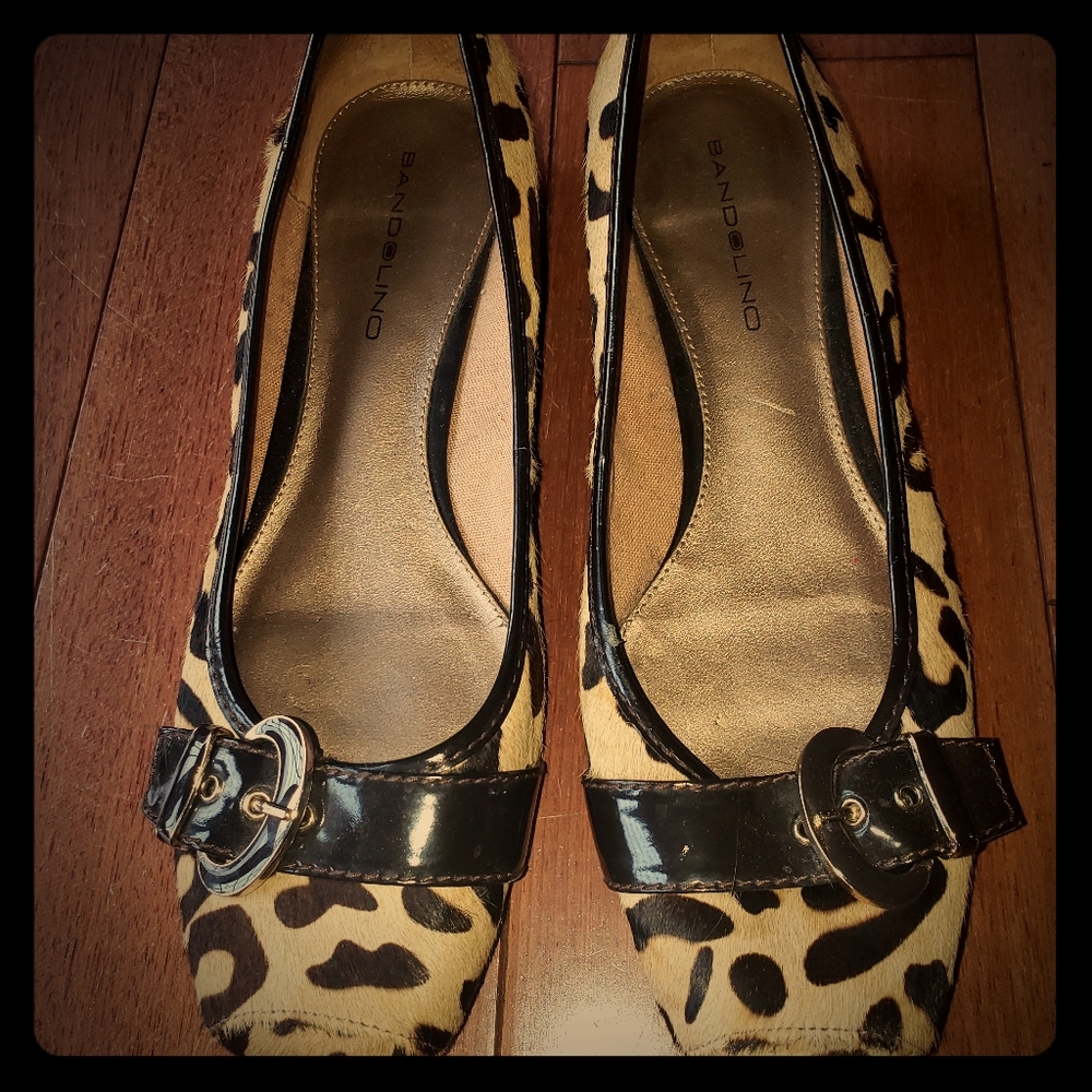 Bandalino Calfhair Leopard Print Ballet Flats 7.5